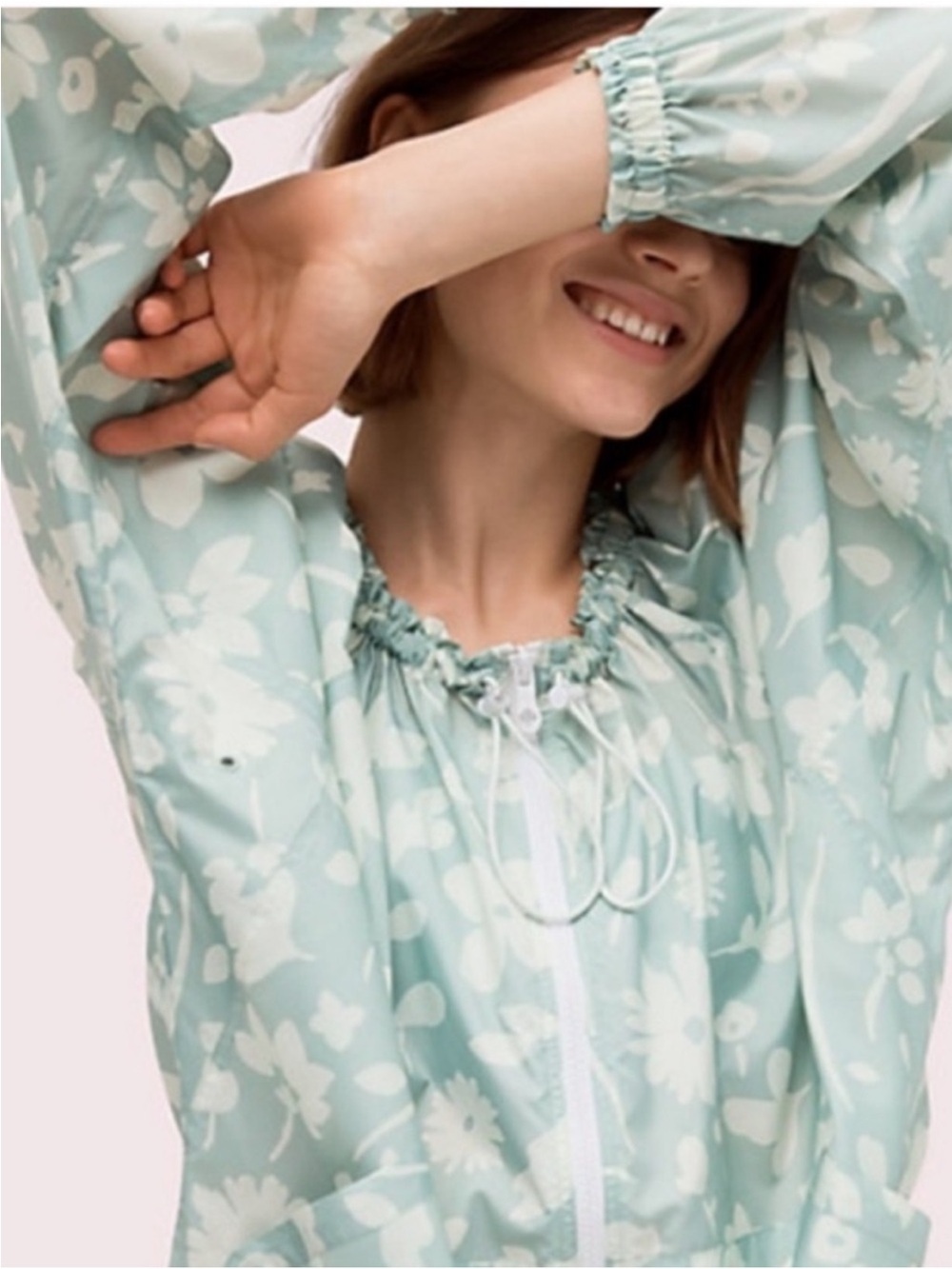 Kate Spade Lightweight Floral Splash Windbreaker Activewear Jacket, Size L, NWT